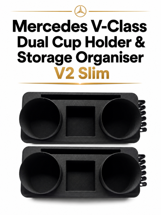 Mercedes-Benz V-Class W447 Dual Cup Holder & Storage Organiser V2 Slim (PAIR)